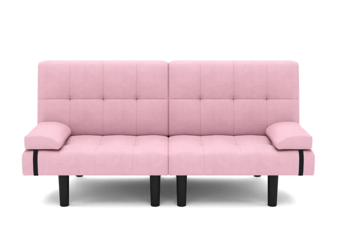 Schlafsofa Leinen LINUS multifunktional rosa
