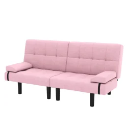 Schlafsofa Leinen LINUS multifunktional rosa