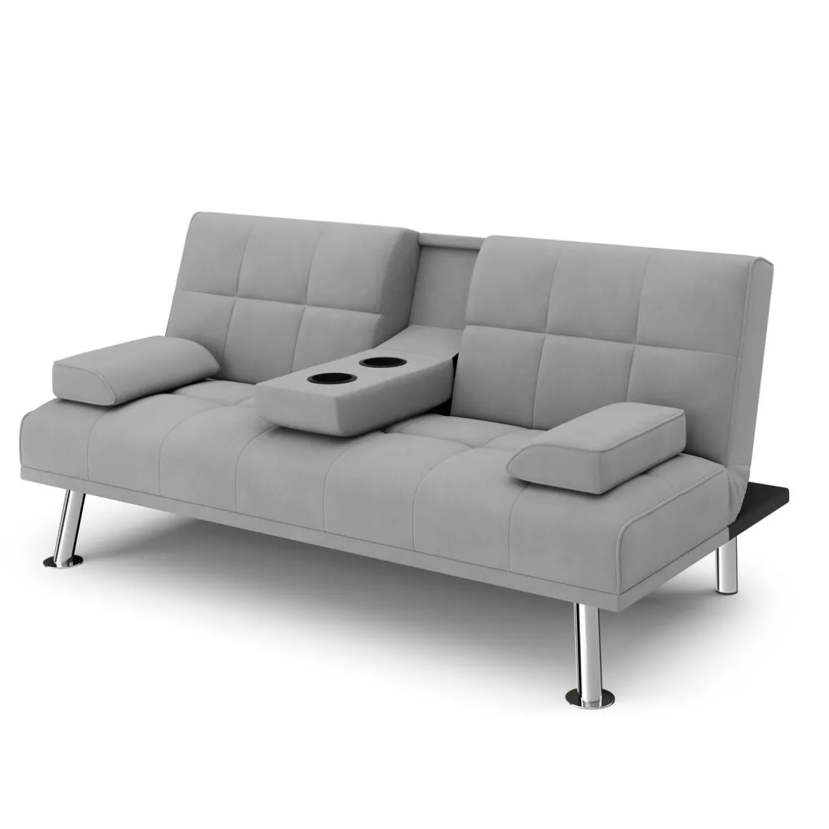 Schlafsofa POLLY mit Getränkehalter grau