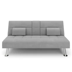 Schlafsofa POLLY mit Getränkehalter grau