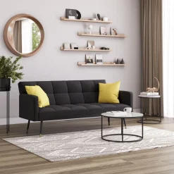 Schlafsofa Samt CALVIN anthrazit