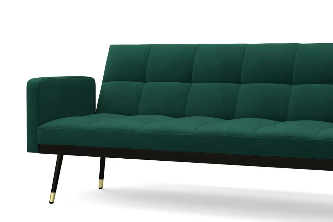 Schlafsofa Samt CALVIN dunkelgrün