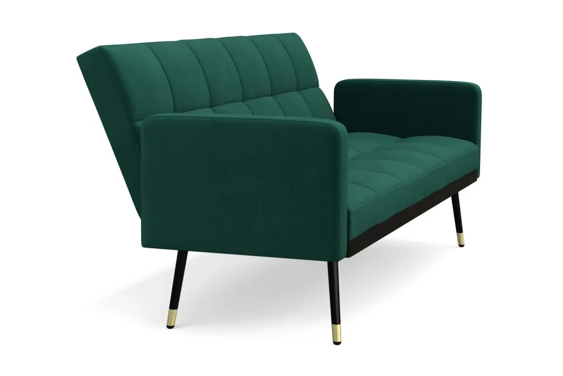 Schlafsofa Samt CALVIN dunkelgrün