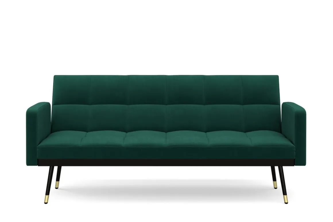 Schlafsofa Samt CALVIN dunkelgrün
