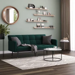 Schlafsofa Samt CALVIN dunkelgrün