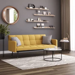 Schlafsofa Samt CALVIN gelb