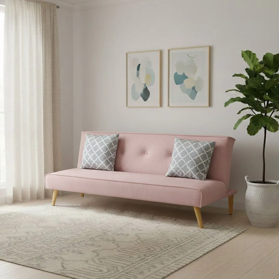 Schlafsofa Samt LEA rosa