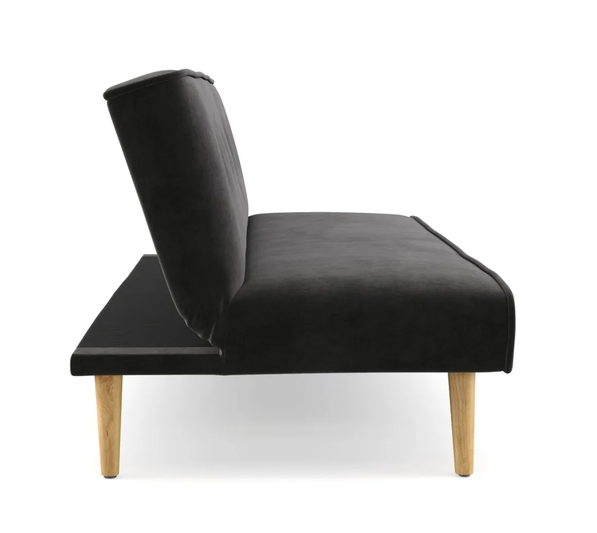 Schlafsofa Samt LEA schwarz