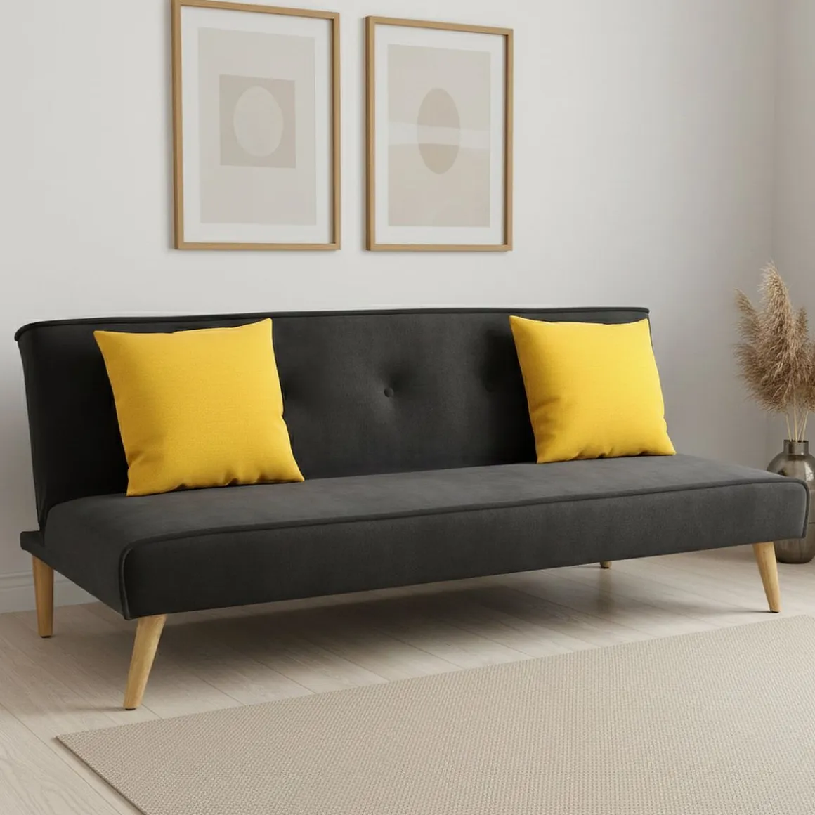 Schlafsofa Samt LEA schwarz