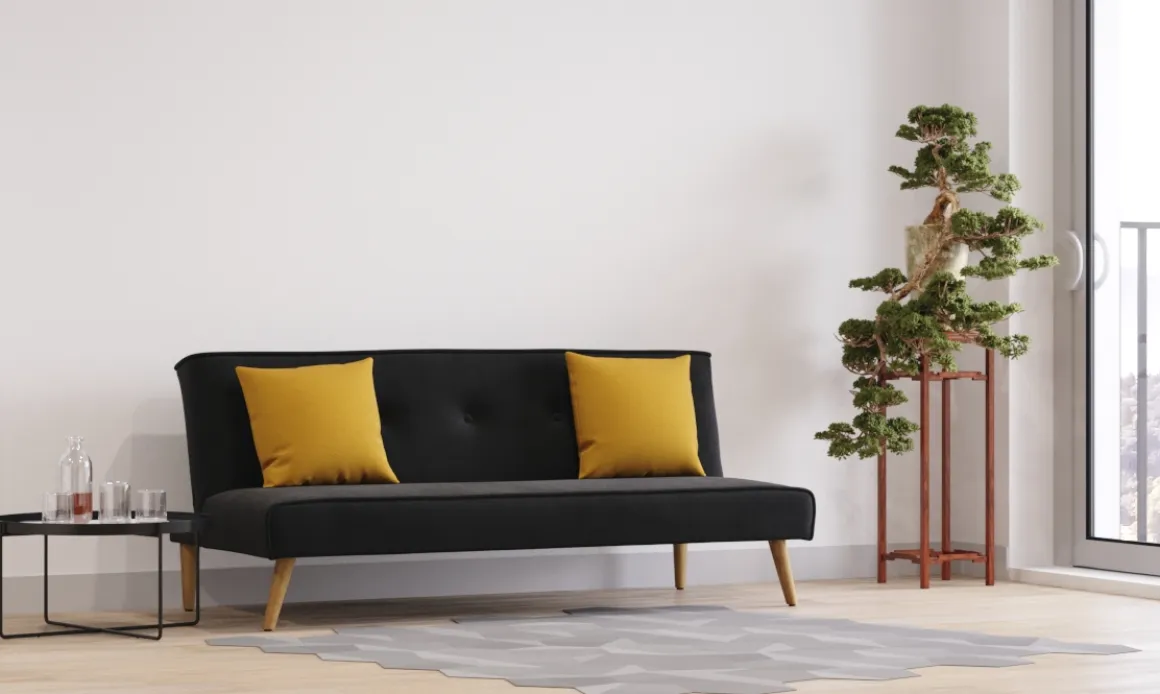 Schlafsofa Samt LEA schwarz