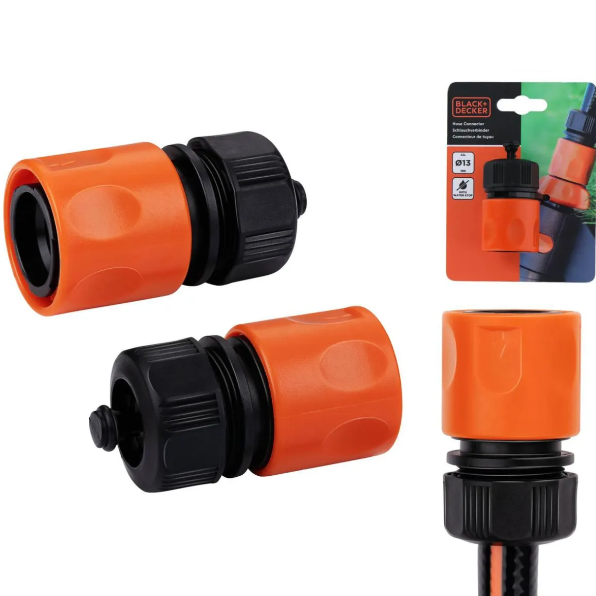 Schlauchkupplung Männchen mit Wasserstopp 13 mm 1/2"