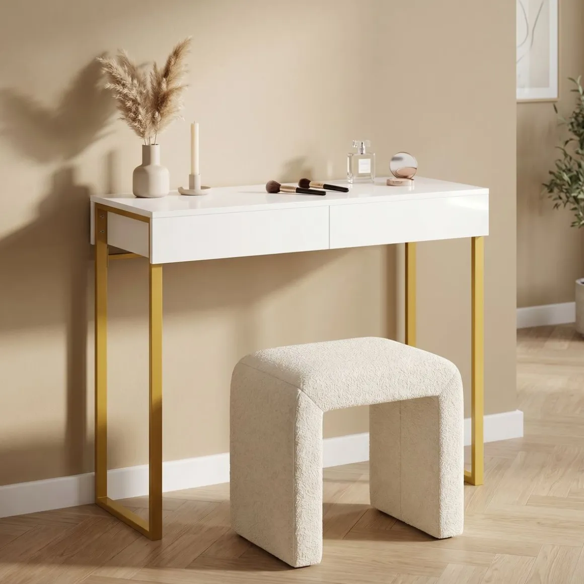 Schminktisch ADELINA weiss/gold