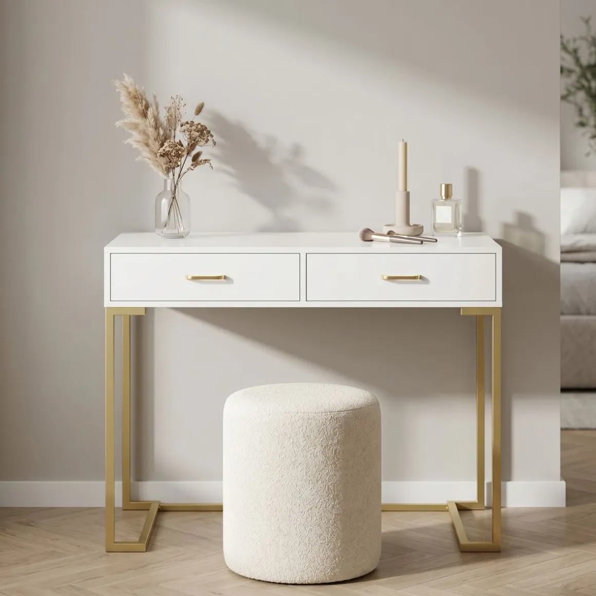 Schminktisch CLIO weiss/gold
