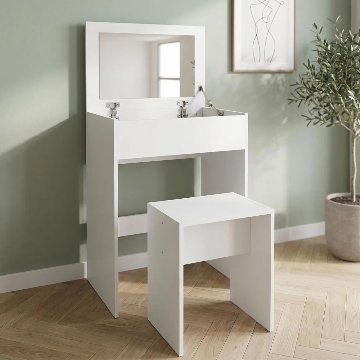 Schminktisch mit Hocker SUSAN weiss