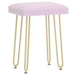 Schminktisch mit Hocker und Spiegel APHRODITE 100 x 40 cm weiss/gold/rosa