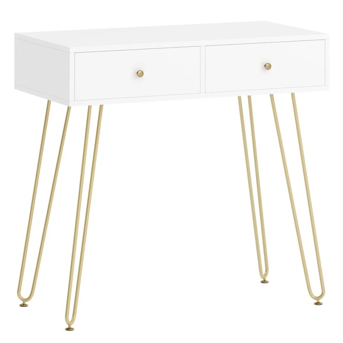Schminktisch mit Hocker und Spiegel APHRODITE 80 x 40 cm weiss/gold/rosa