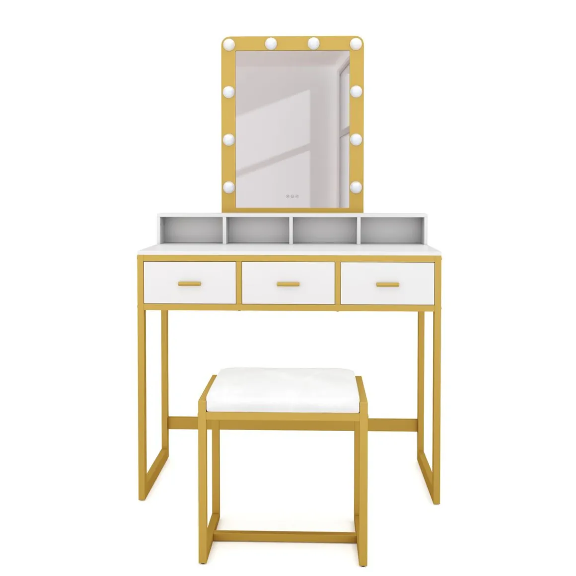 Schminktisch mit Licht FRANCESCA weiss/gold