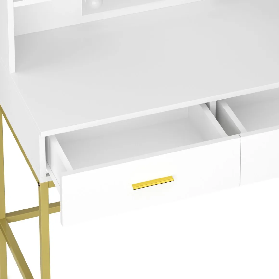 Schminktisch mit Licht SELENE weiss/gold