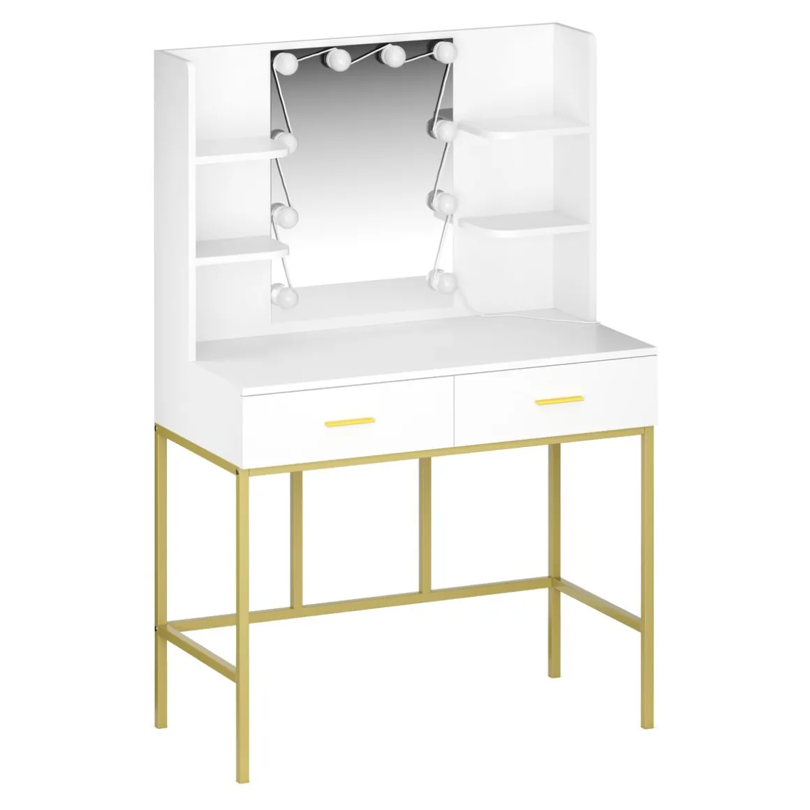 Schminktisch mit Licht SELENE weiss/gold