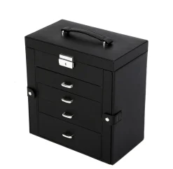 Schmuckkästchen abschliessbar 4 Schubladen schwarz