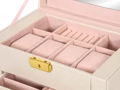 Schmuckkästchen abschliessbar 4 Schubladen beige/rosa | GONSER.CH