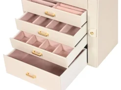 Schmuckkästchen abschliessbar 4 Schubladen beige/rosa | GONSER.CH