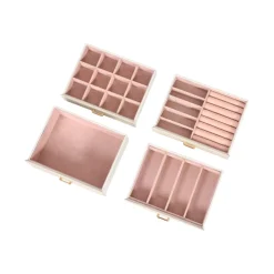 Schmuckkästchen abschliessbar 4 Schubladen beige/rosa | GONSER.CH