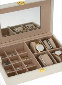 Schmuckkästchen mit Spiegel weiss/beige