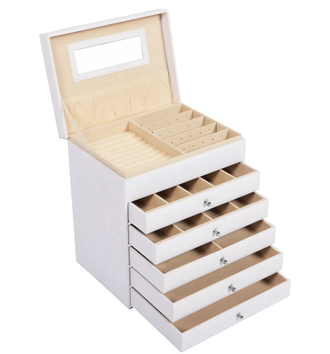 Schmuckkästchen 5 Schubladen weiss
