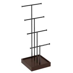 Schmuckständer mit 4 Ebenen 15 x 15 x 42 cm schwarz/braun