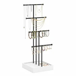Schmuckständer mit 4 Ebenen 15 x 15 x 42 cm schwarz/weiss