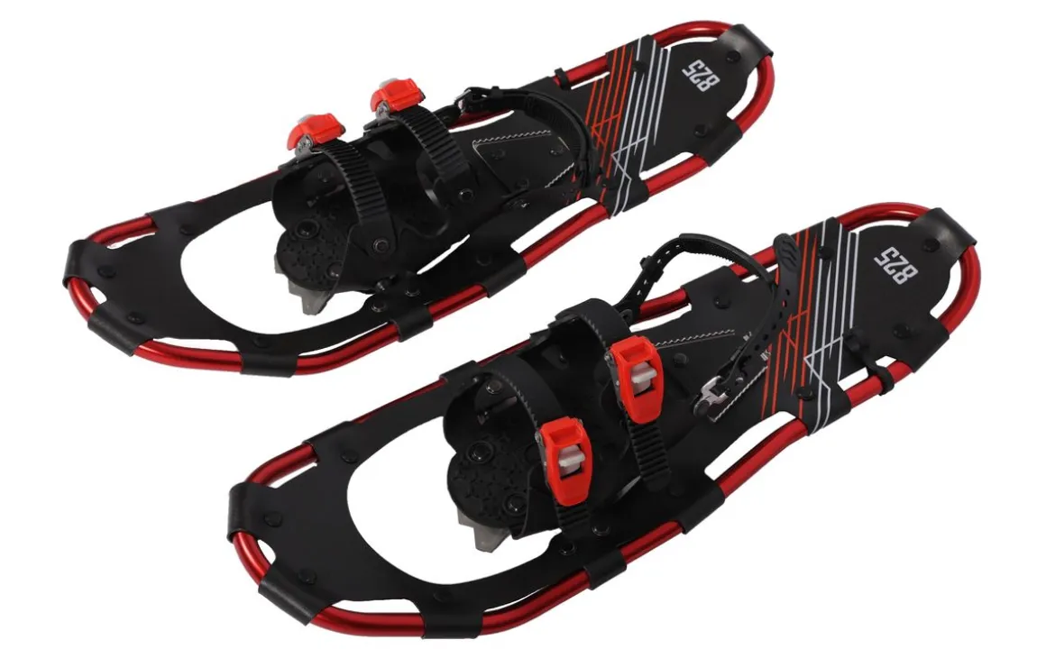 Schneeschuhe MIDI rot mit Stöcken