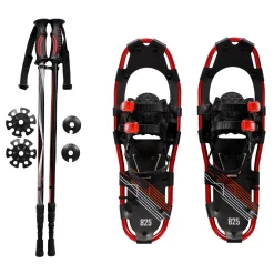Schneeschuhe MIDI rot mit Stöcken