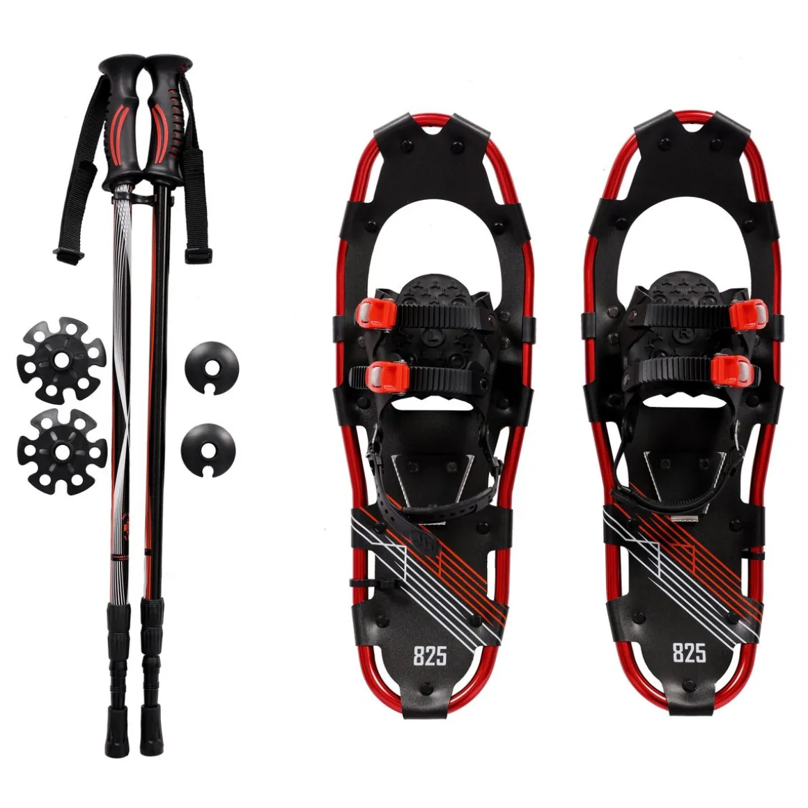 Schneeschuhe MIDI rot mit Stöcken