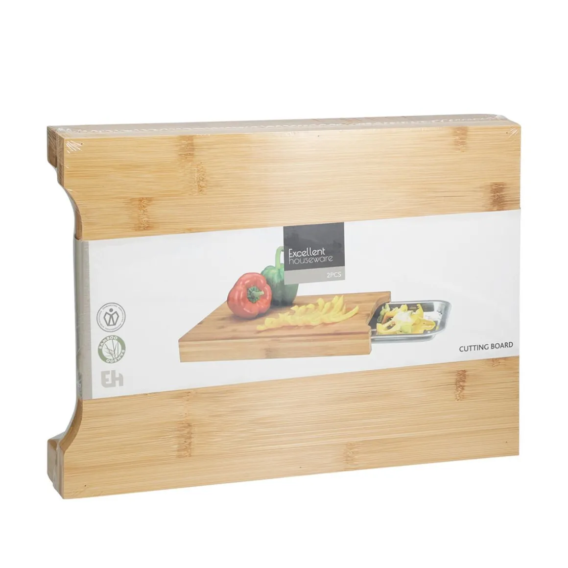 Schneidebrett Bambus mit Edelstahlplatte 35 x 25 cm