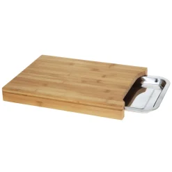 Schneidebrett Bambus mit Edelstahlplatte 35 x 25 cm