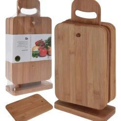 Schneidebrett Bambus Set 7-teilig mit Halter
