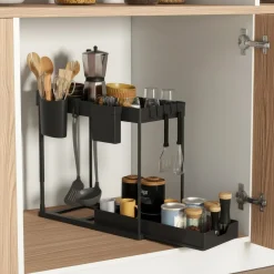 Schrank-Organizer Küche 2 Etagen 39 x 21 x 36 cm schwarz