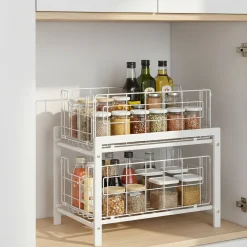 Schrank-Organizer Küche 2 Schubladen 36 x 26 x 38 cm weiss