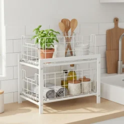 Schrank-Organizer Küche 2 Schubladen 36 x 26 x 38 cm weiss
