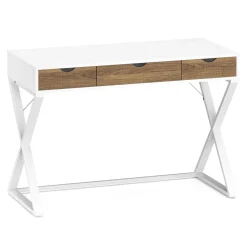 Schreibtisch ANUBIS mit Schubladen 100 x 50 x 75 cm weiss/braun