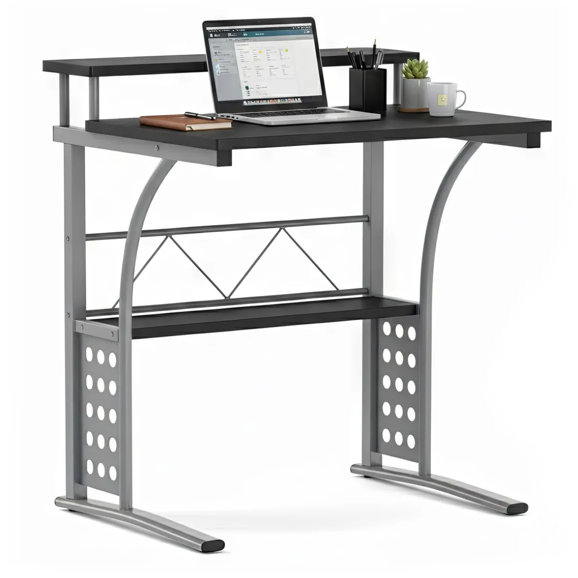 Schreibtisch BREND 71 x 52 x 84 cm schwarz/silber