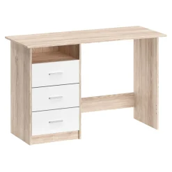 Schreibtisch CANOPUS mit Stauraum 120 x 48 x 77 cm hellbraun/weiss