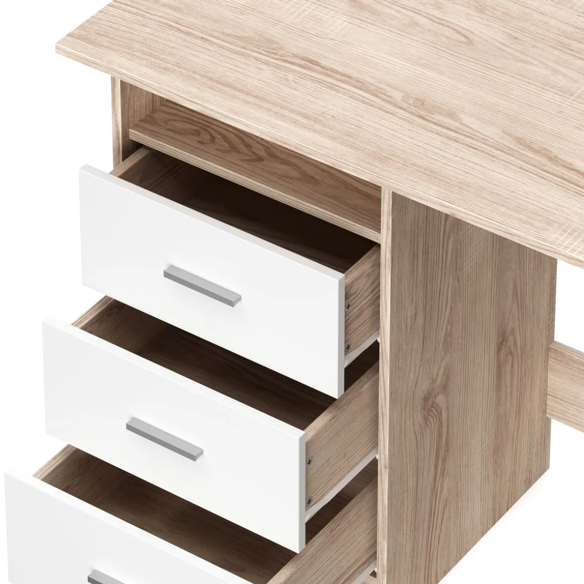 Schreibtisch CANOPUS mit Stauraum 120 x 48 x 77 cm hellbraun/weiss