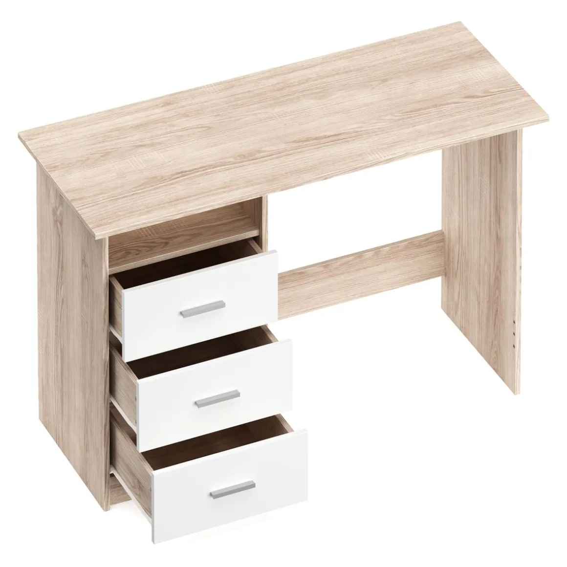 Schreibtisch CANOPUS mit Stauraum 120 x 48 x 77 cm hellbraun/weiss