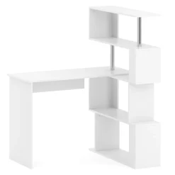 Schreibtisch FABIEN mit drehbarem Regal 157 x 45 x 131 cm weiss