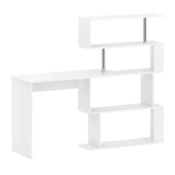 Schreibtisch FABIEN mit drehbarem Regal 157 x 45 x 131 cm weiss