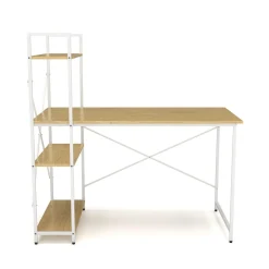 Schreibtisch FLORINA mit Regal 120 x 60 x 123 cm natur/weiss