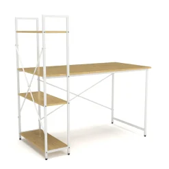 Schreibtisch FLORINA mit Regal 120 x 60 x 123 cm natur/weiss