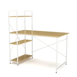 Schreibtisch FLORINA mit Regal 120 x 60 x 123 cm natur/weiss